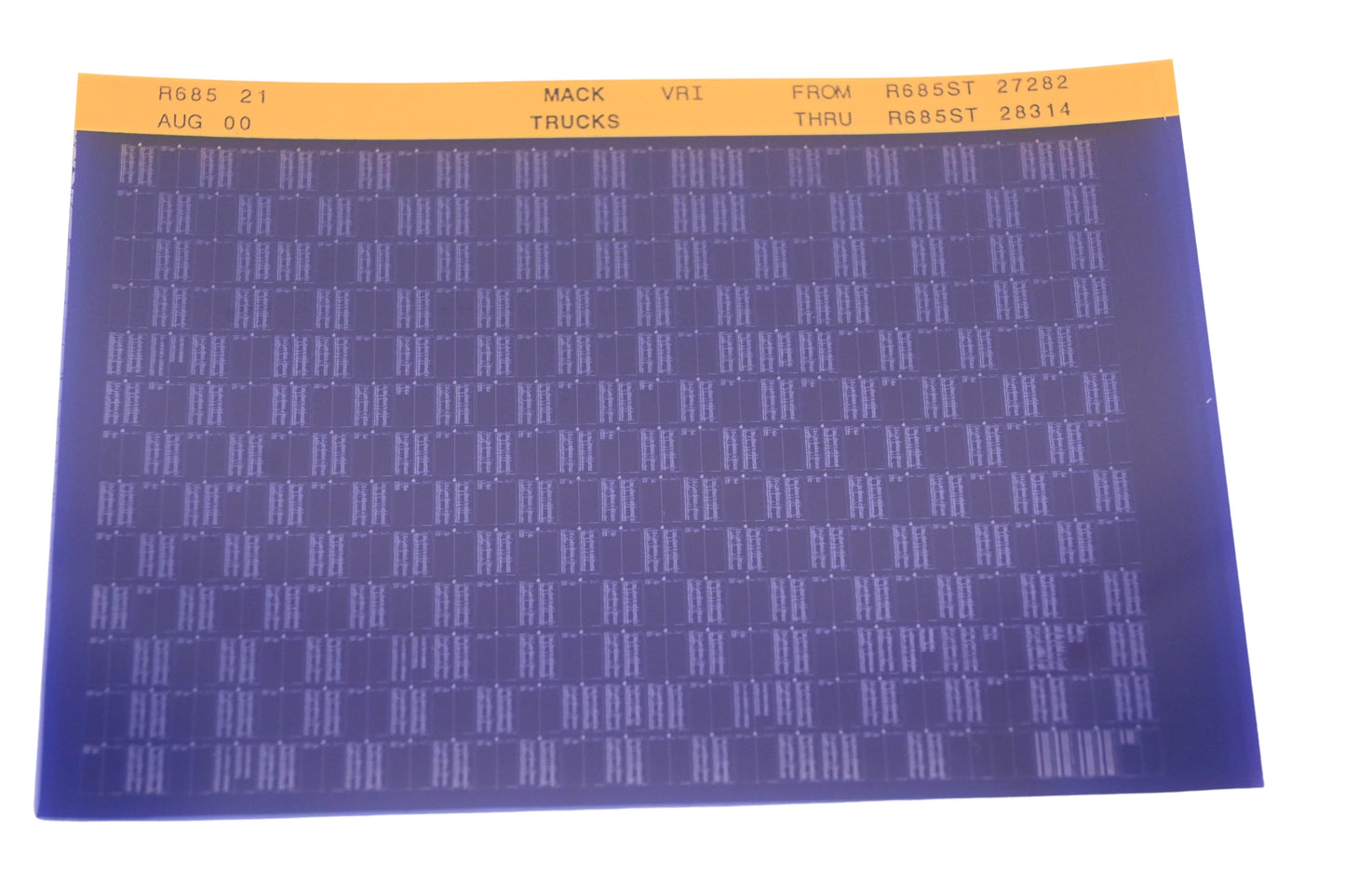 Mack R685 21 R685ST27282 - R685ST28314 VRI Microfiche NOS
