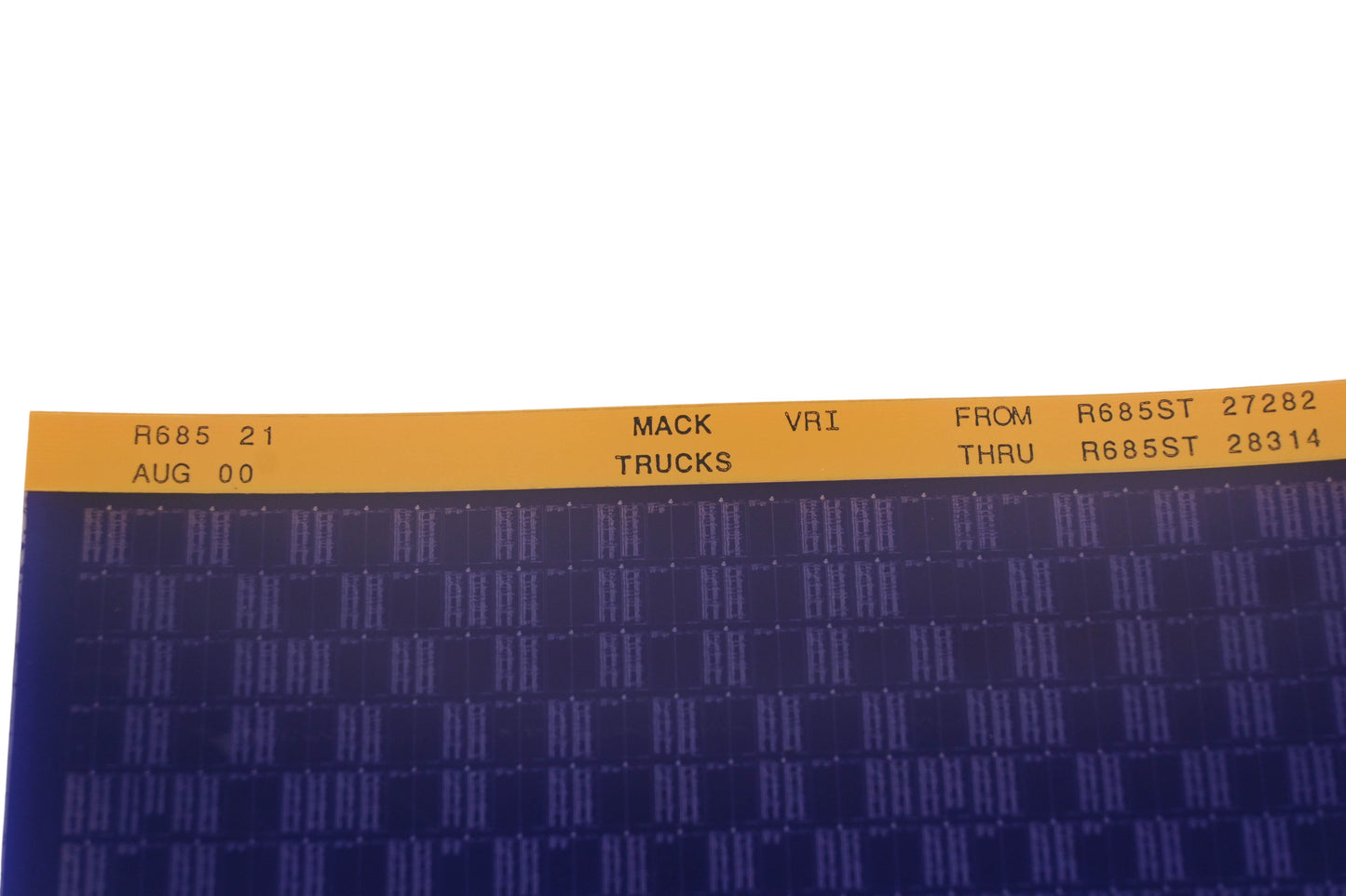Mack R685 21 R685ST27282 - R685ST28314 VRI Microfiche NOS