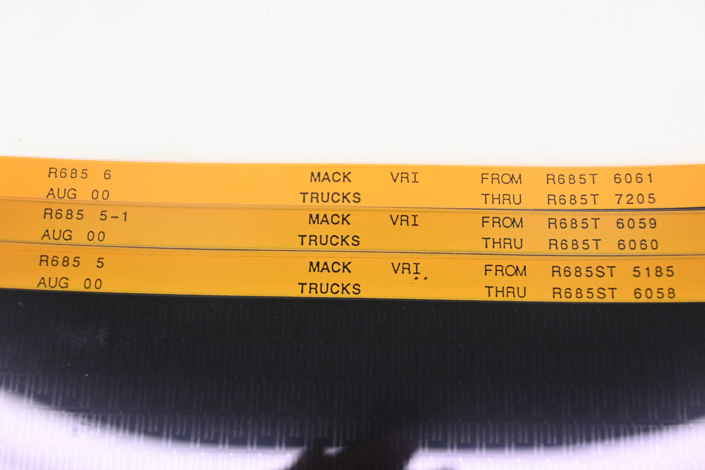 Mack R685 5, R685 5-1, R685 6 R685ST5185 - R685T7205 VRI Microfiche Lot of 3 NOS