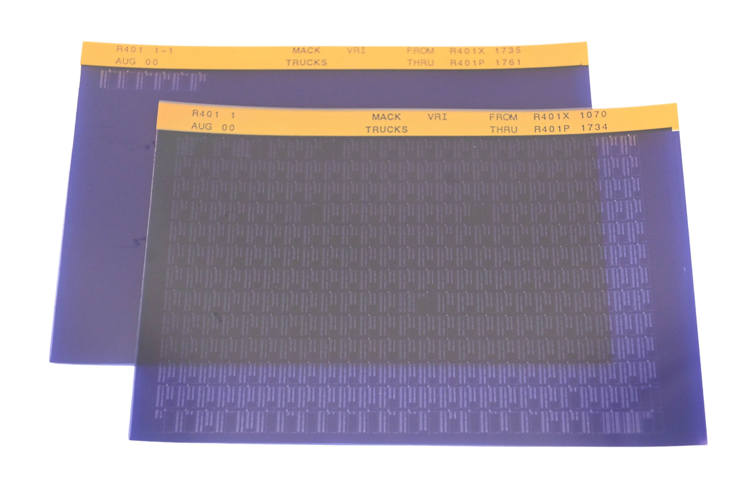 Mack R401-1, R401 1-1 R401X1070 -R4011761 VRI Microfiche Lot of 2 NOS