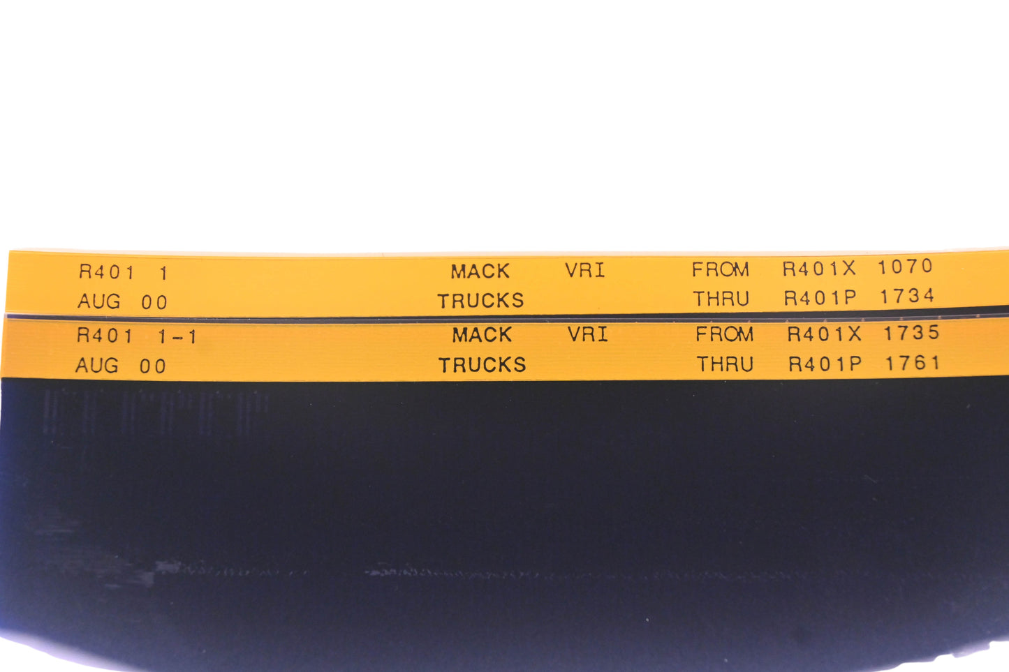 Mack R401-1, R401 1-1 R401X1070 -R4011761 VRI Microfiche Lot of 2 NOS