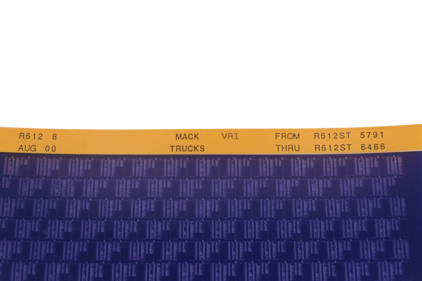 Mack R612 8 R612ST5791 - R612ST6466 VRI Microfiche NOS