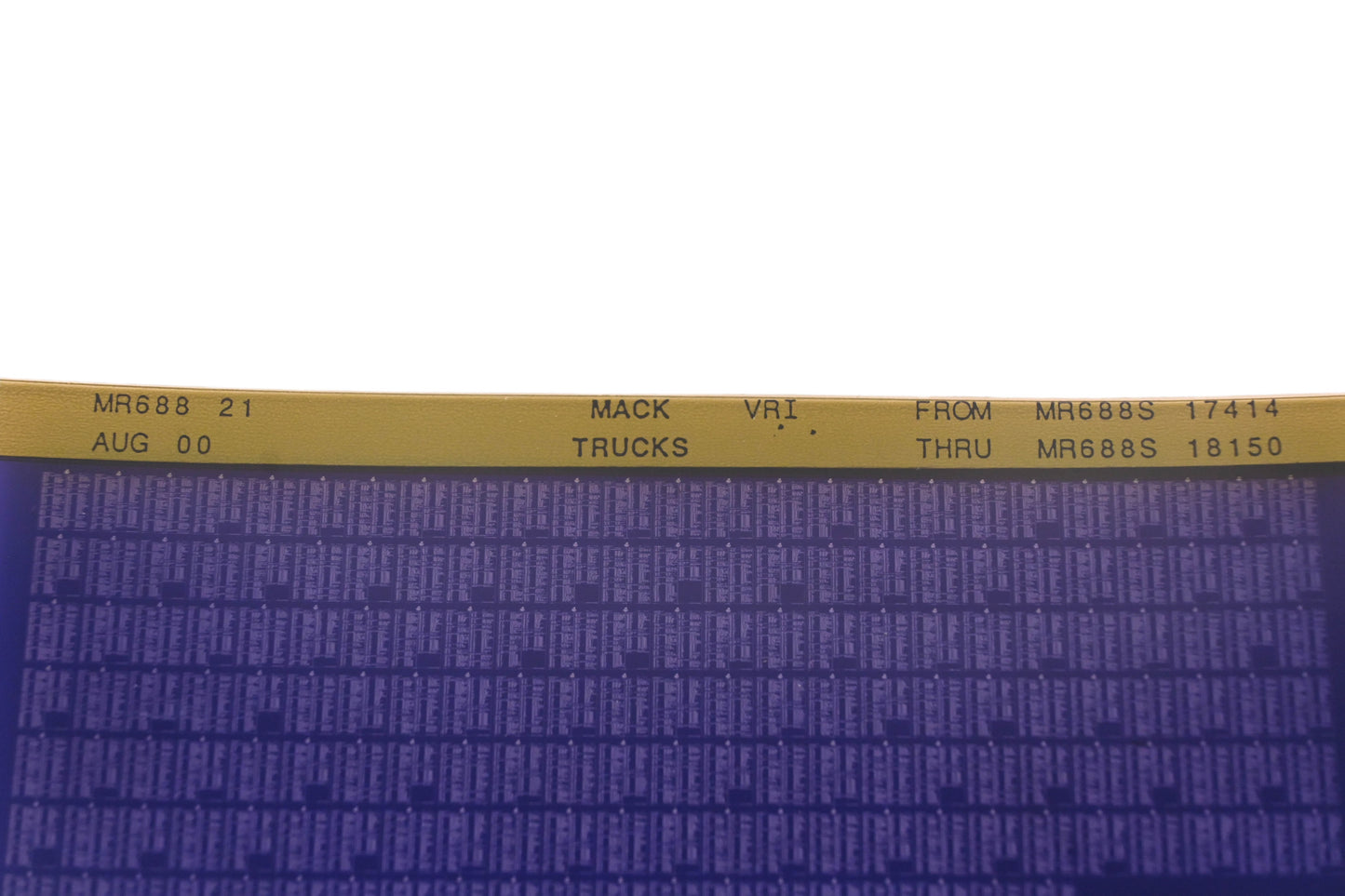 Mack MR688 21 MR688S17414 - MR688S18150 VRI Microfiche NOS