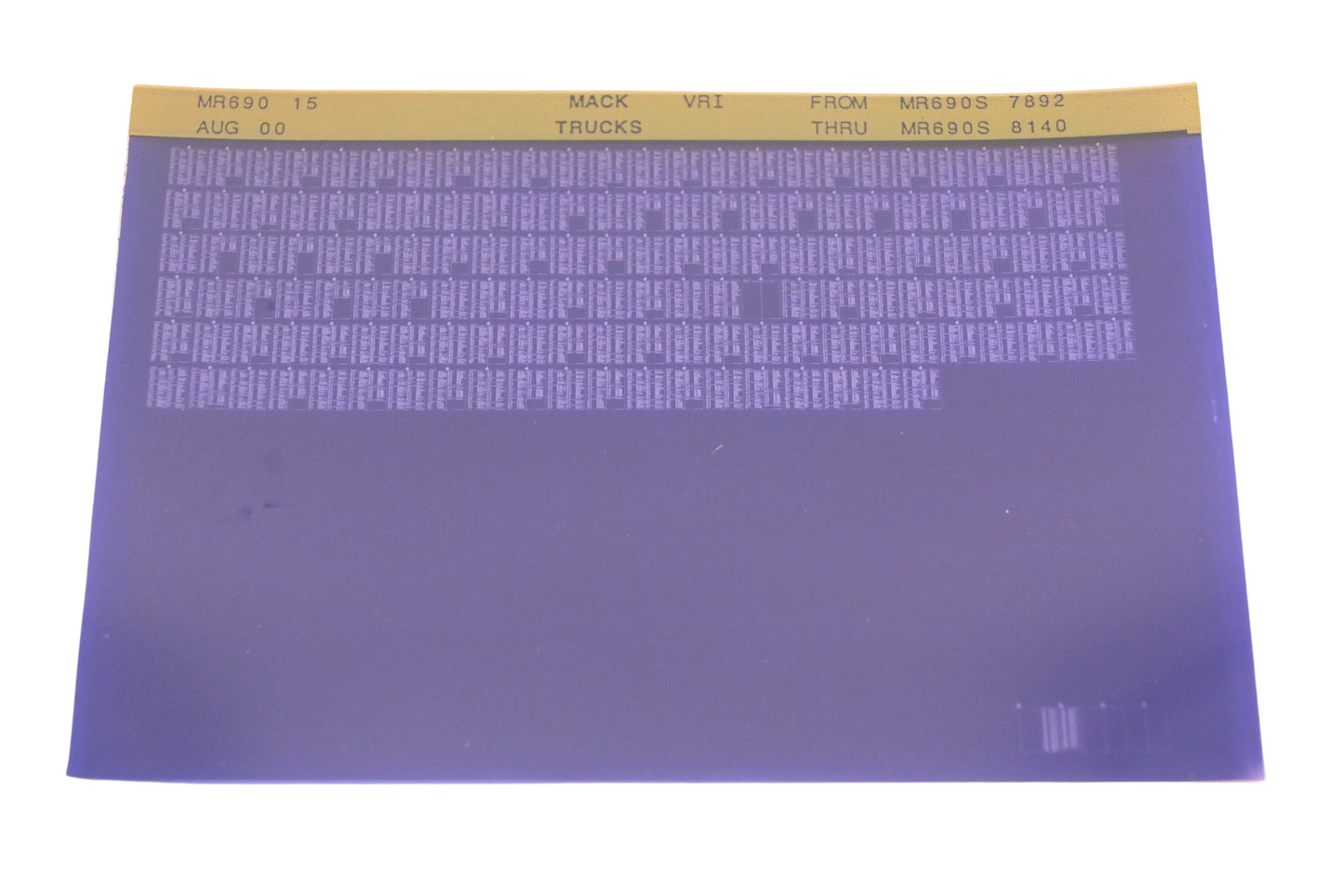 Mack MR690 15 MR690S7892 - MR690S8140 VRI Microfiche NOS