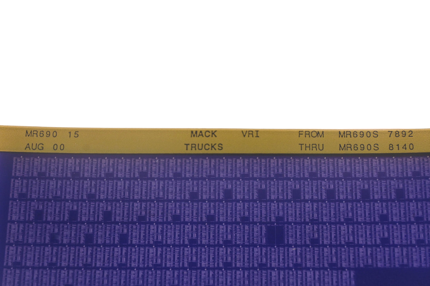 Mack MR690 15 MR690S7892 - MR690S8140 VRI Microfiche NOS
