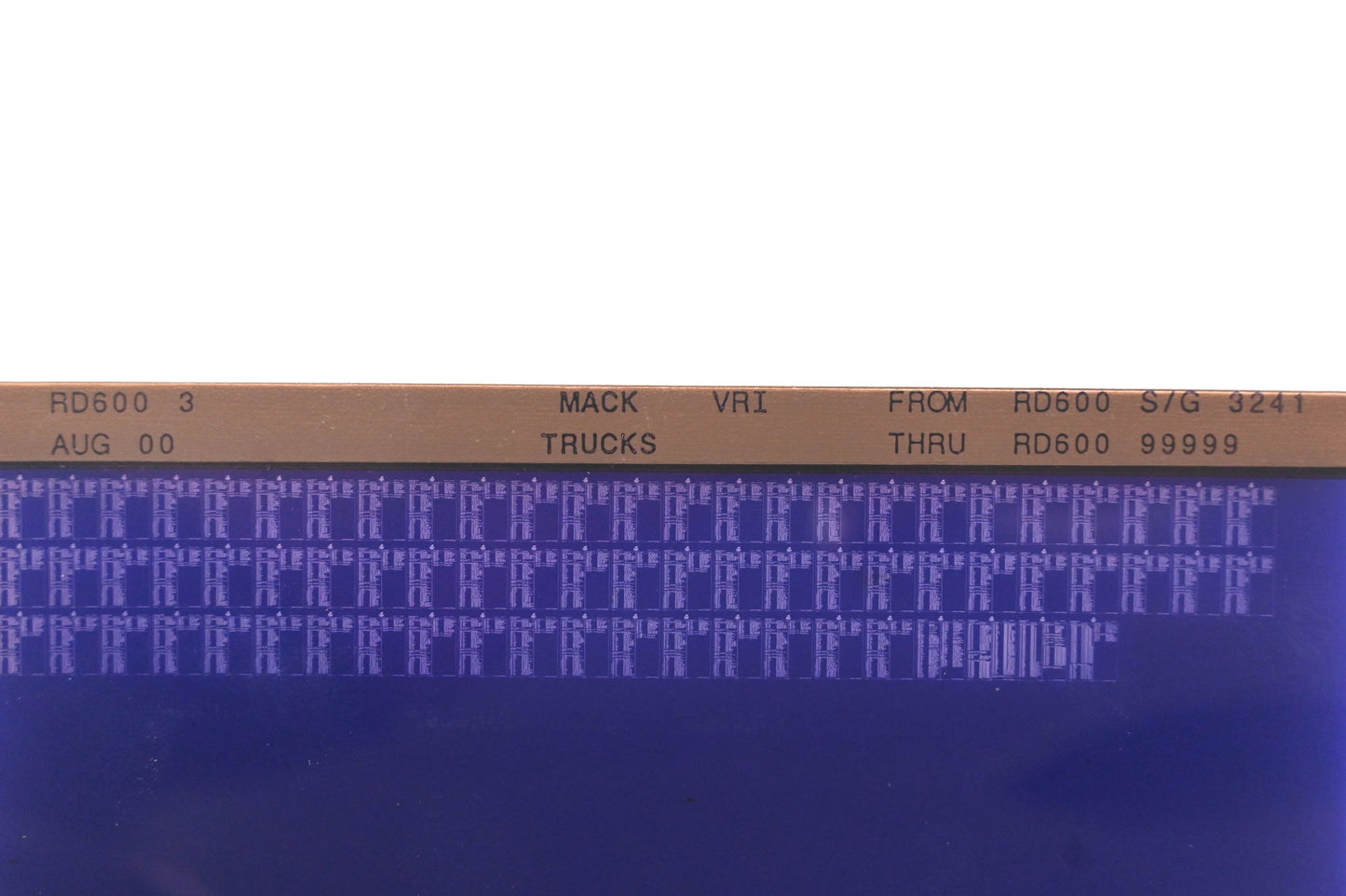 Mack RD600 3 RD600 S/G 3241 - RD60099999 VRI Microfiche NOS