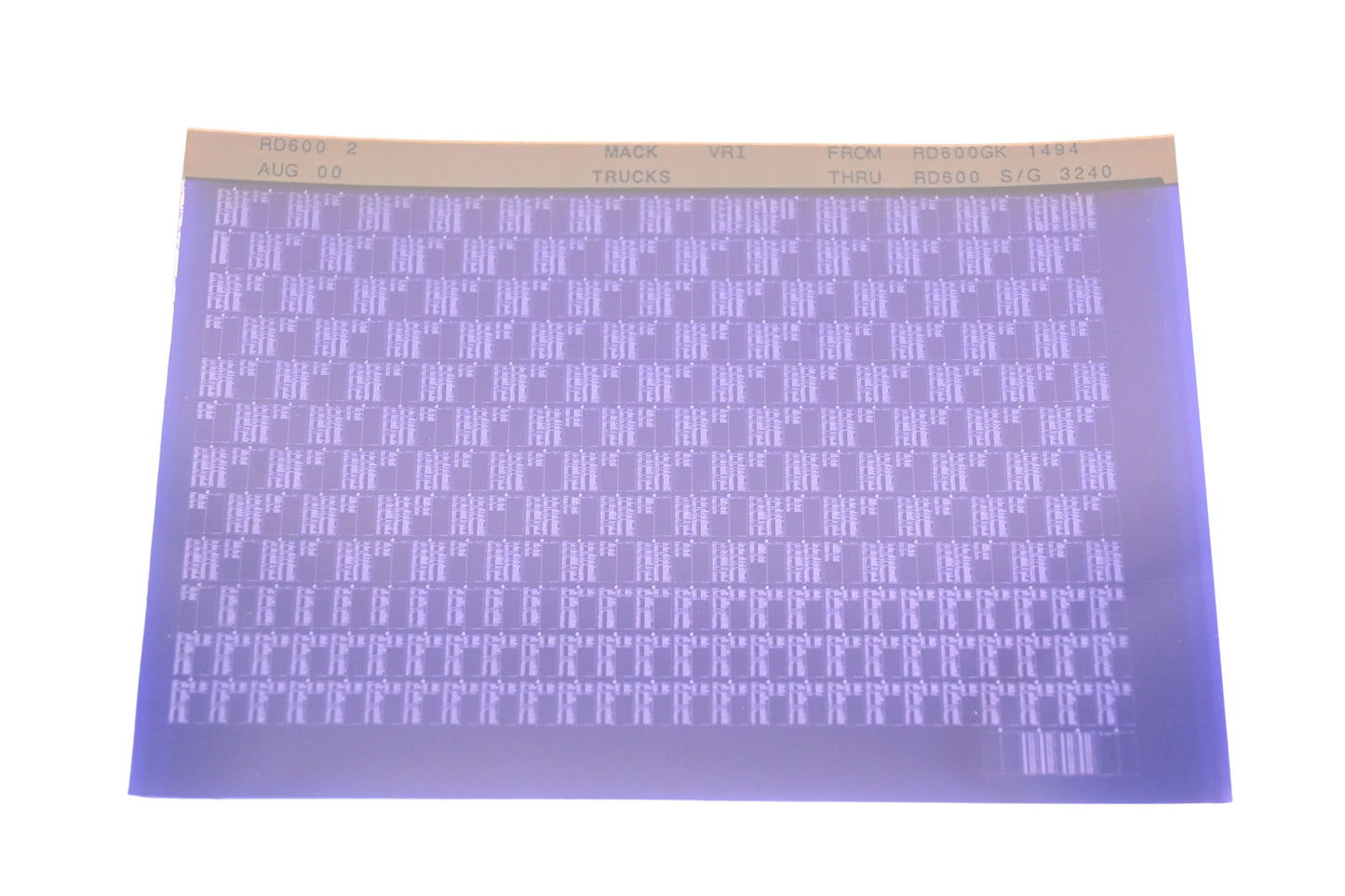 Mack RD600 2 RD600GK1494 - RD600 S/G 3240 VRI Microfiche NOS