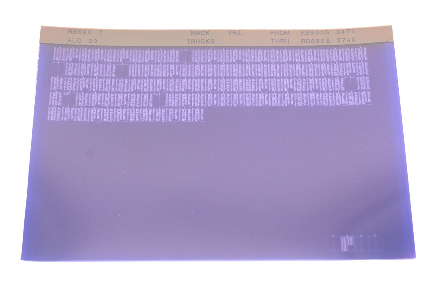 Mack RB690 7 RB690S3471 - RB690S3740 VRI Microfiche NOS
