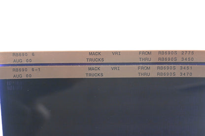 Mack RB690 6, RB690 6-1 RB690S2775 - RB690S3470 VRI Microfiche Lot of 2 of 2 NOS