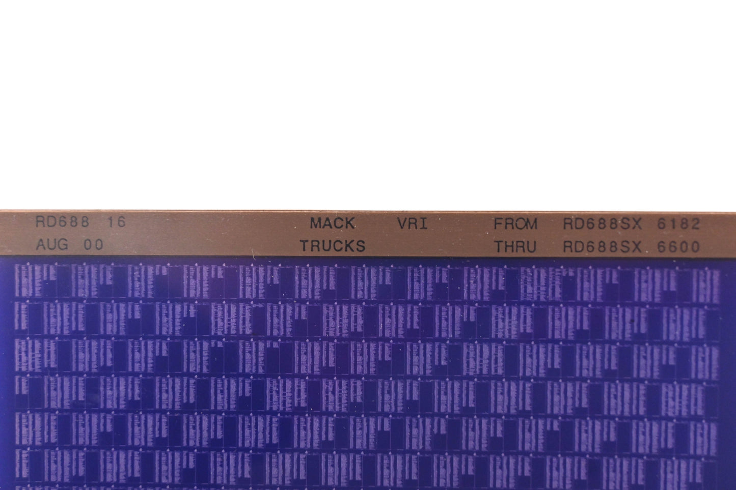 Mack RD688 16 RD688SX6182 - RD688SX6600 VRI Microfiche NOS