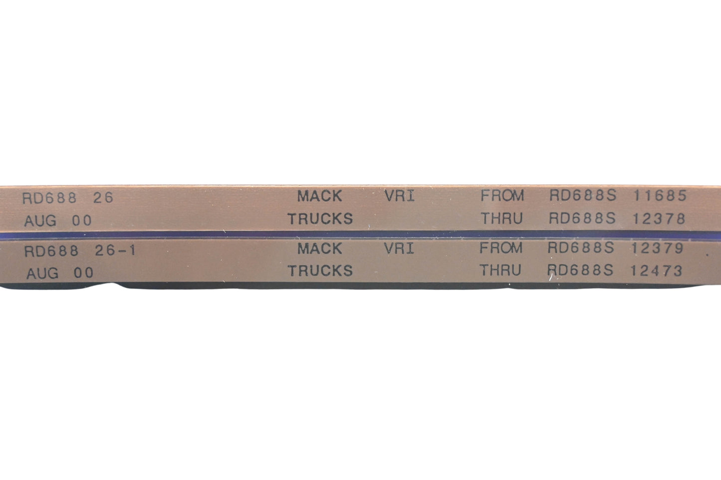 Mack RD688 26, RD688 26-1 RD688SX11685 - RD688S12473 VRI Microfiche Lot of 2 NOS