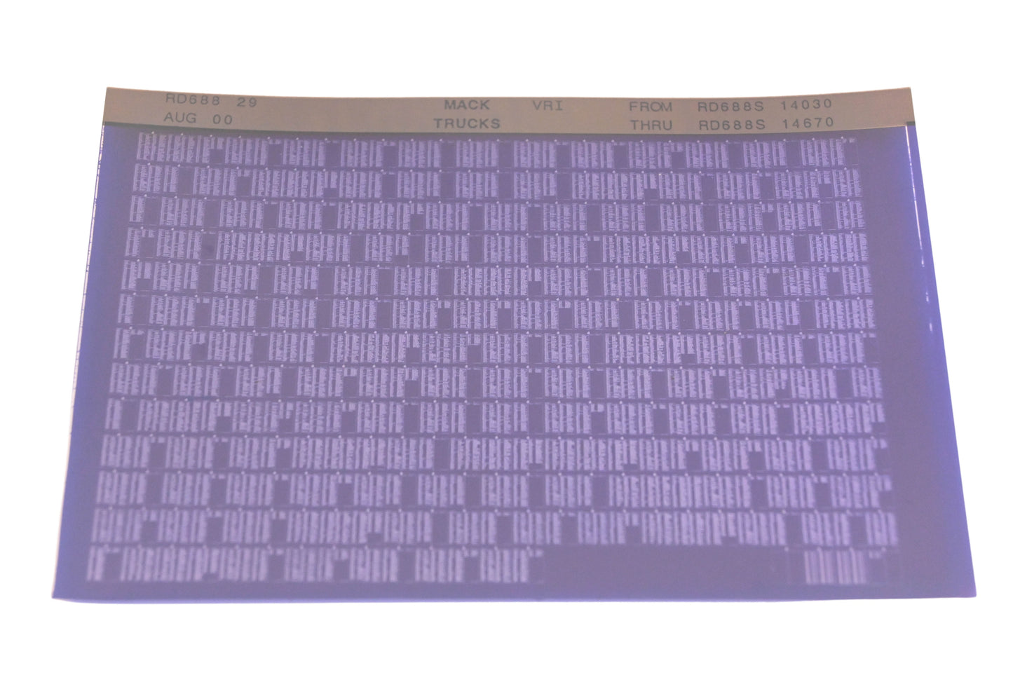 Mack RD688 29 RD688S14030 - RD688S14670 VRI Microfiche NOS