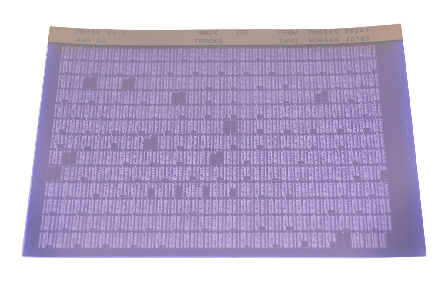 Mack RD688 64-1 RD688S36241 - RD688S36783 VRI Microfiche NOS