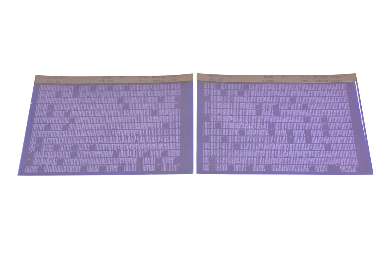 Mack RD688 67, RD688 67-1 RD688S41193 - RD688S42284 VRI Microfiche Lot of 2 NOS