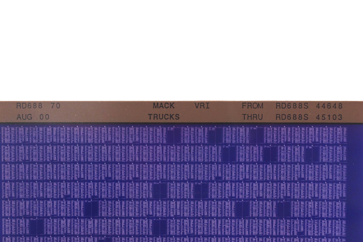 Mack RD688 70 RD688S44648 - RD688S45103 VRI Microfiche NOS