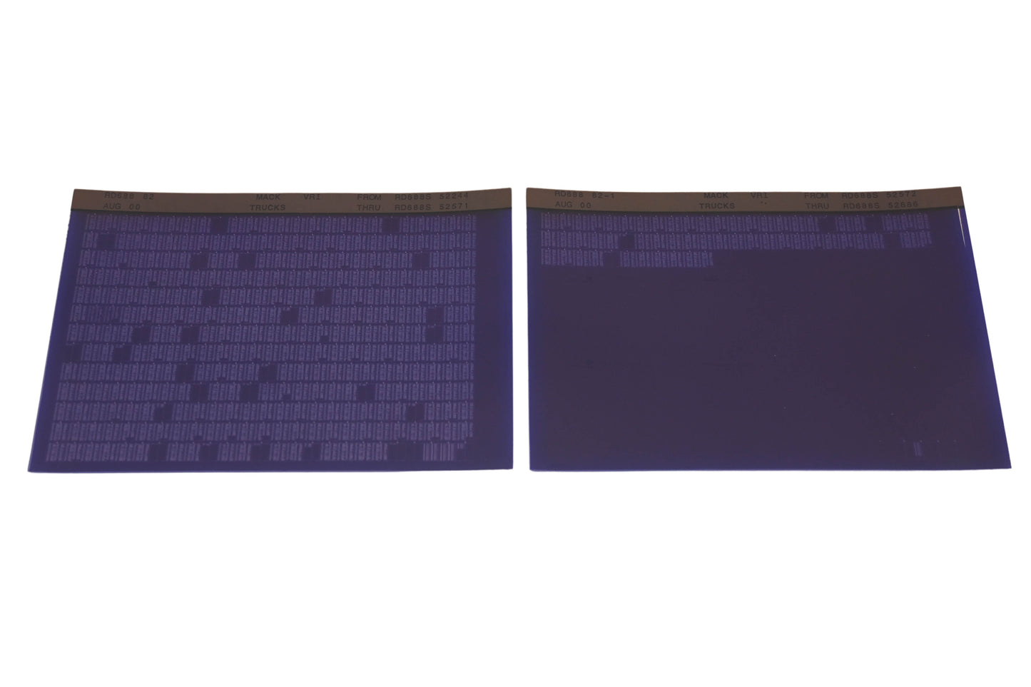 Mack RD688 82, RD688 82-1 RD688S52244 - RD688S52686 VRI Microfiche Lot of 2 NOS
