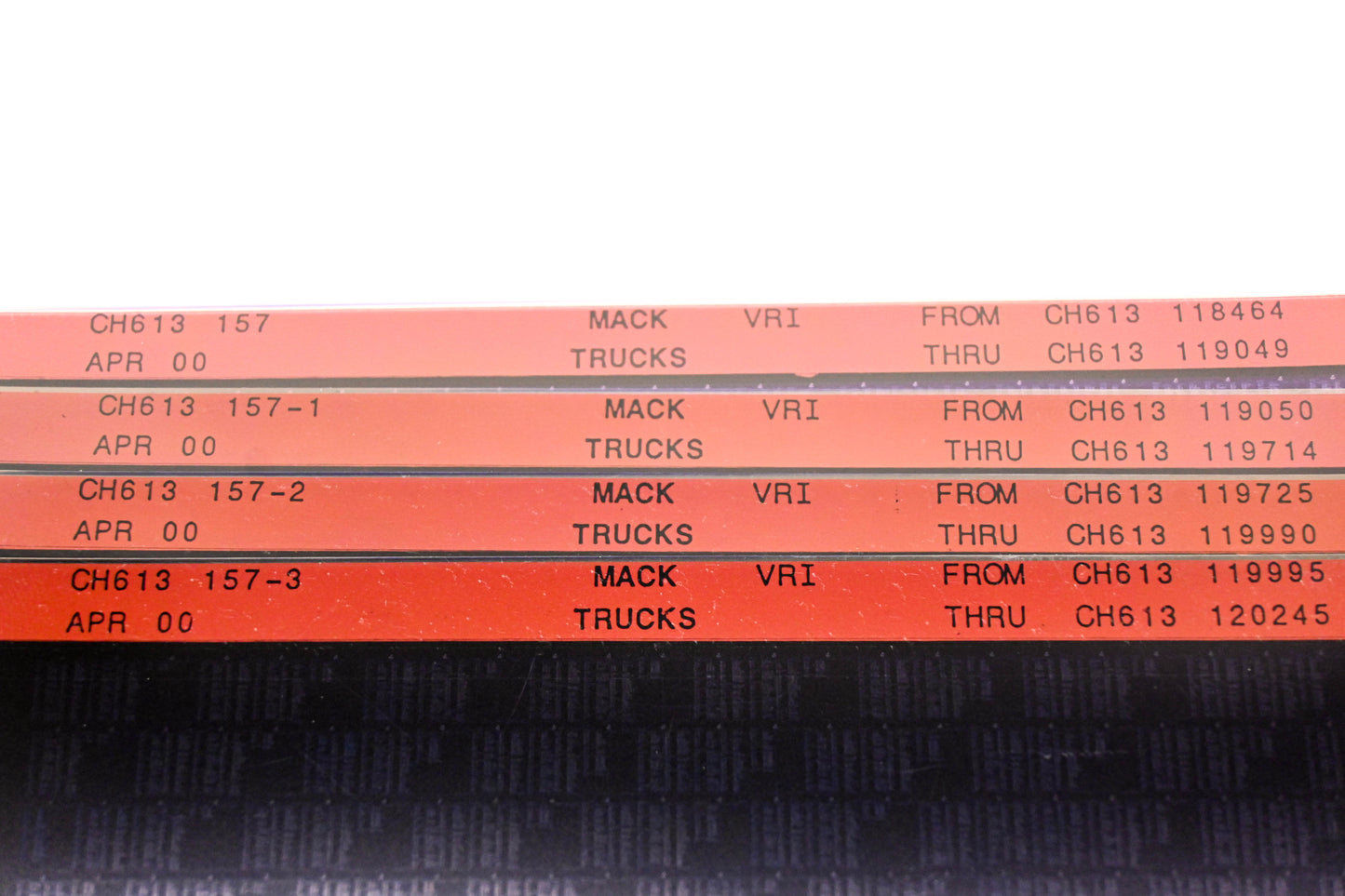 Mack CH613 157, CH157-1, CH613 157-3 CH613118464 - CH613120245 VRI Microfiche Lot of 4 NOS
