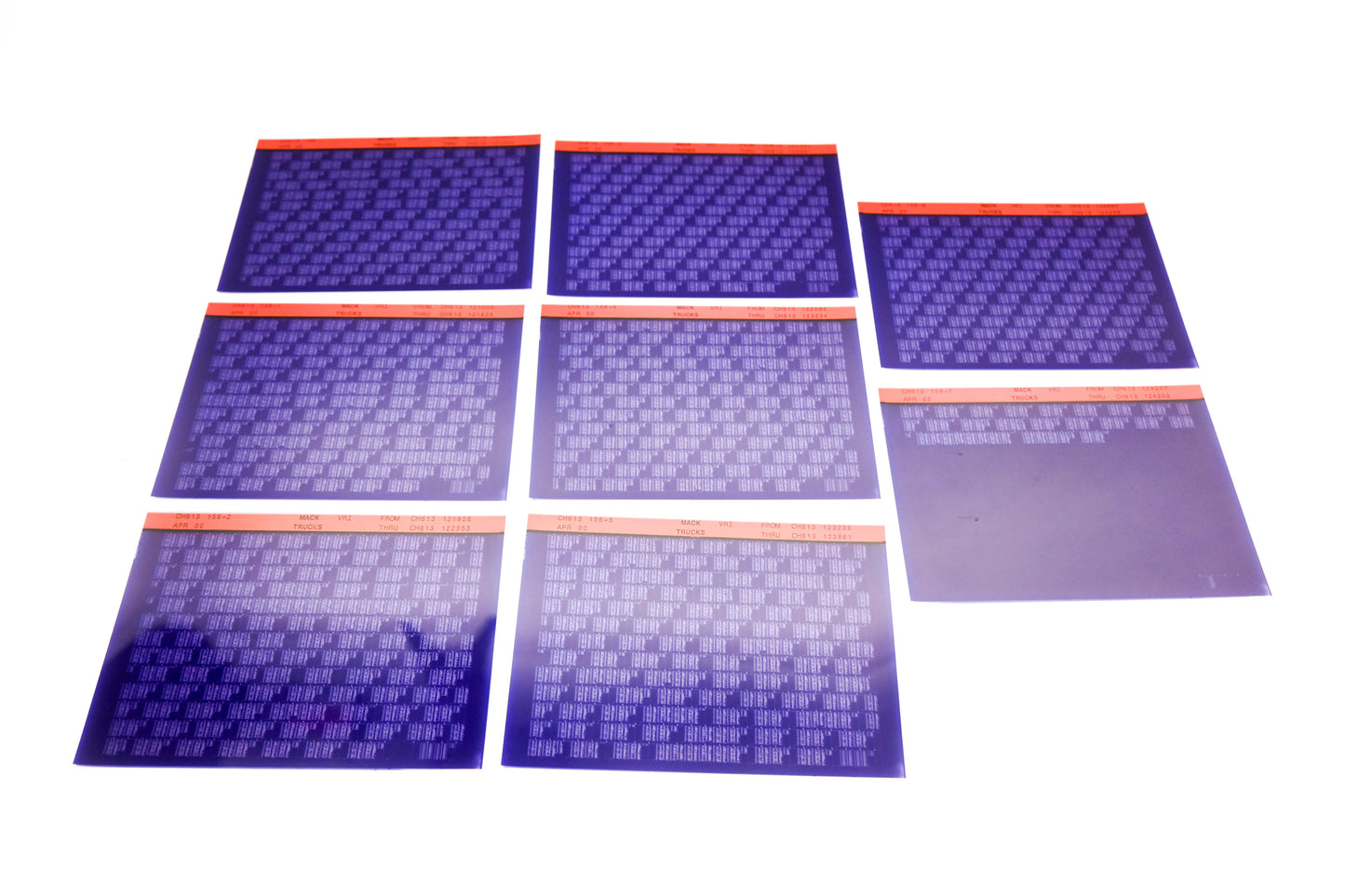 Mack CH613 158, CH613 158-1, CH613 158-7 CH613120247 - CH613124302 VRI Microfiche Lot of 8 NOS