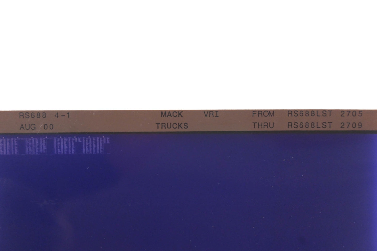 Mack RS688 4-1 RS688LST2705 - R688LST2709 VRI Microfiche NOS
