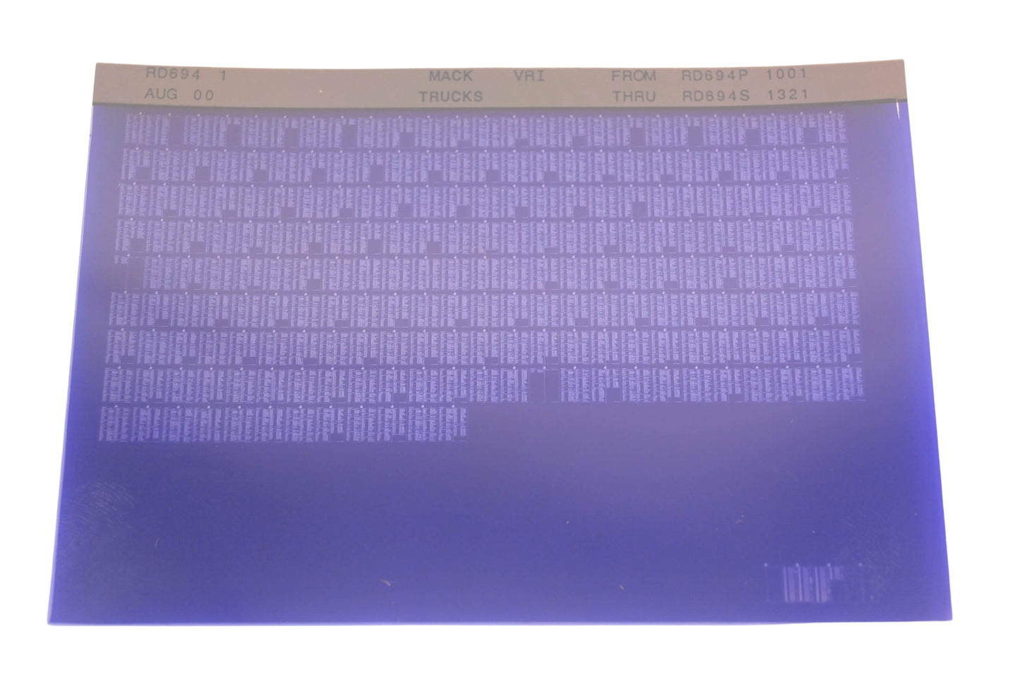 Mack RD694 1 RD694P1001 - RD694S1321 VRI Microfiche NOS