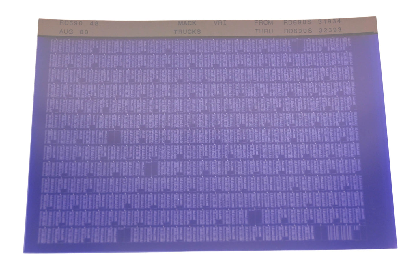 Mack RD690 48 RD690S31931 - RD690S32393 VRI Microfiche NOS