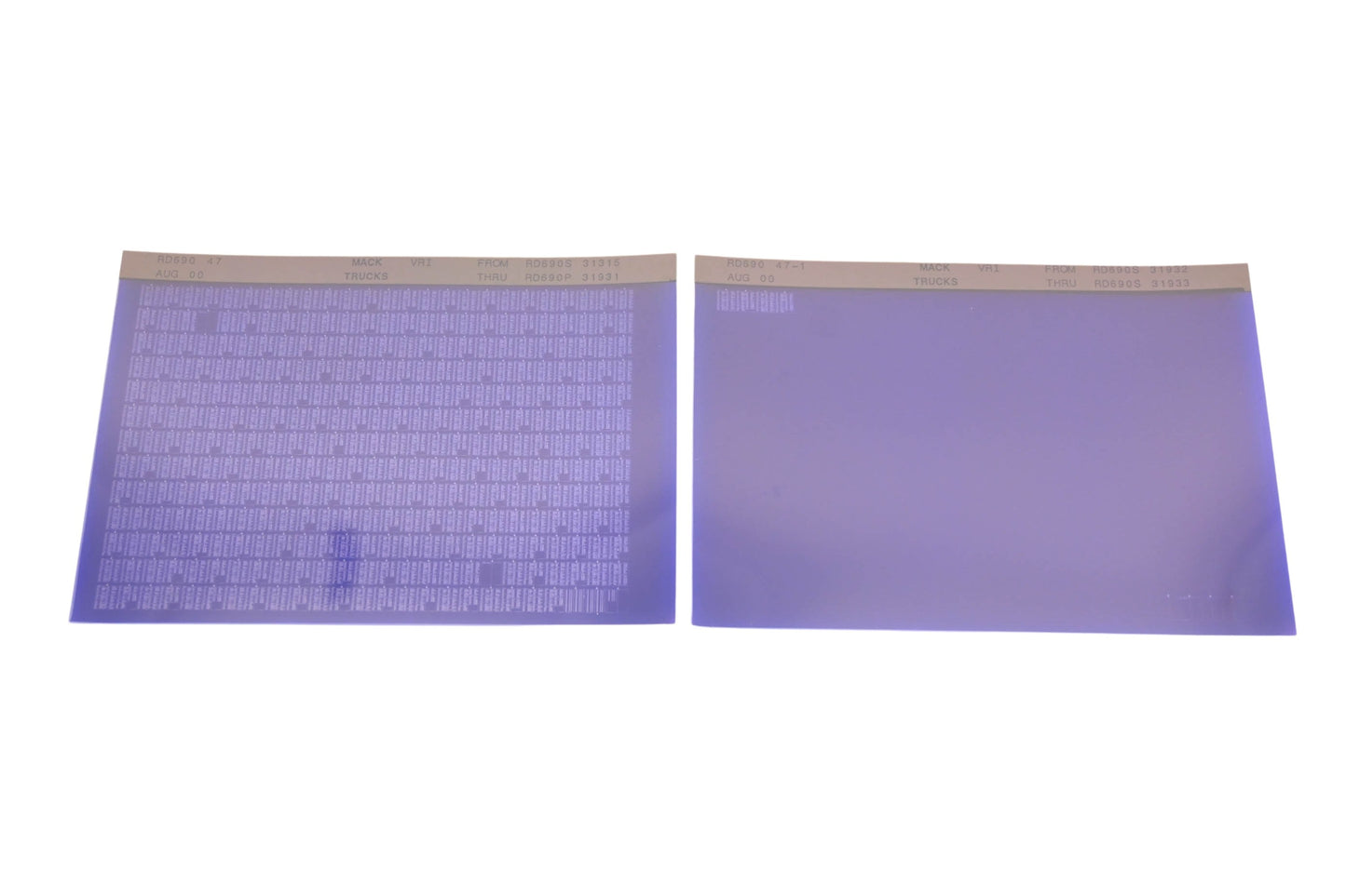 Mack RD690 47, RD690 47-1 RD690S31315 - RD690S31933 VRI Microfiche Lot of 2 NOS