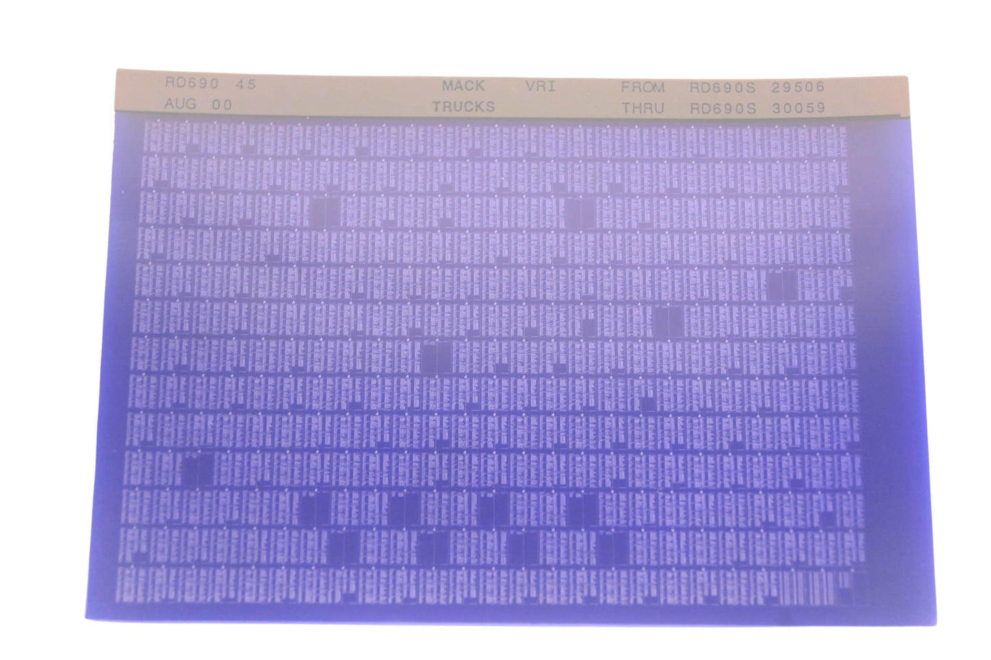 Mack RD690 45 RD690S29506 - RD690S30059 VRI Microfiche NOS
