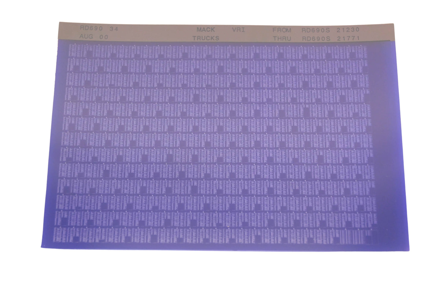Mack RD690 34 RD690S21230 - RD690S21771 VRI Microfiche NOS