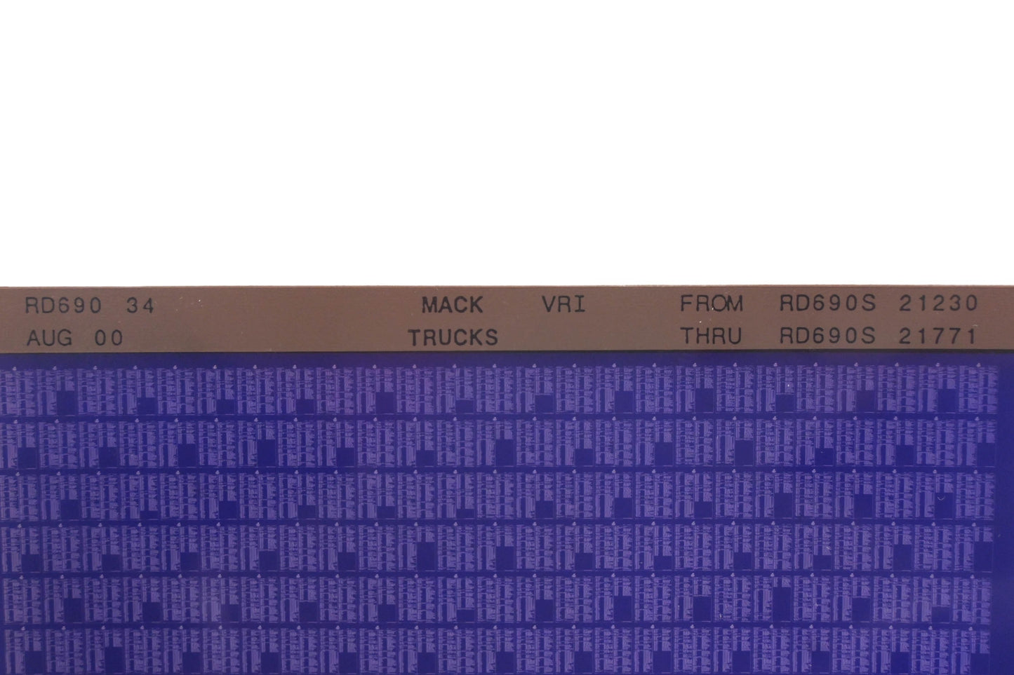 Mack RD690 34 RD690S21230 - RD690S21771 VRI Microfiche NOS