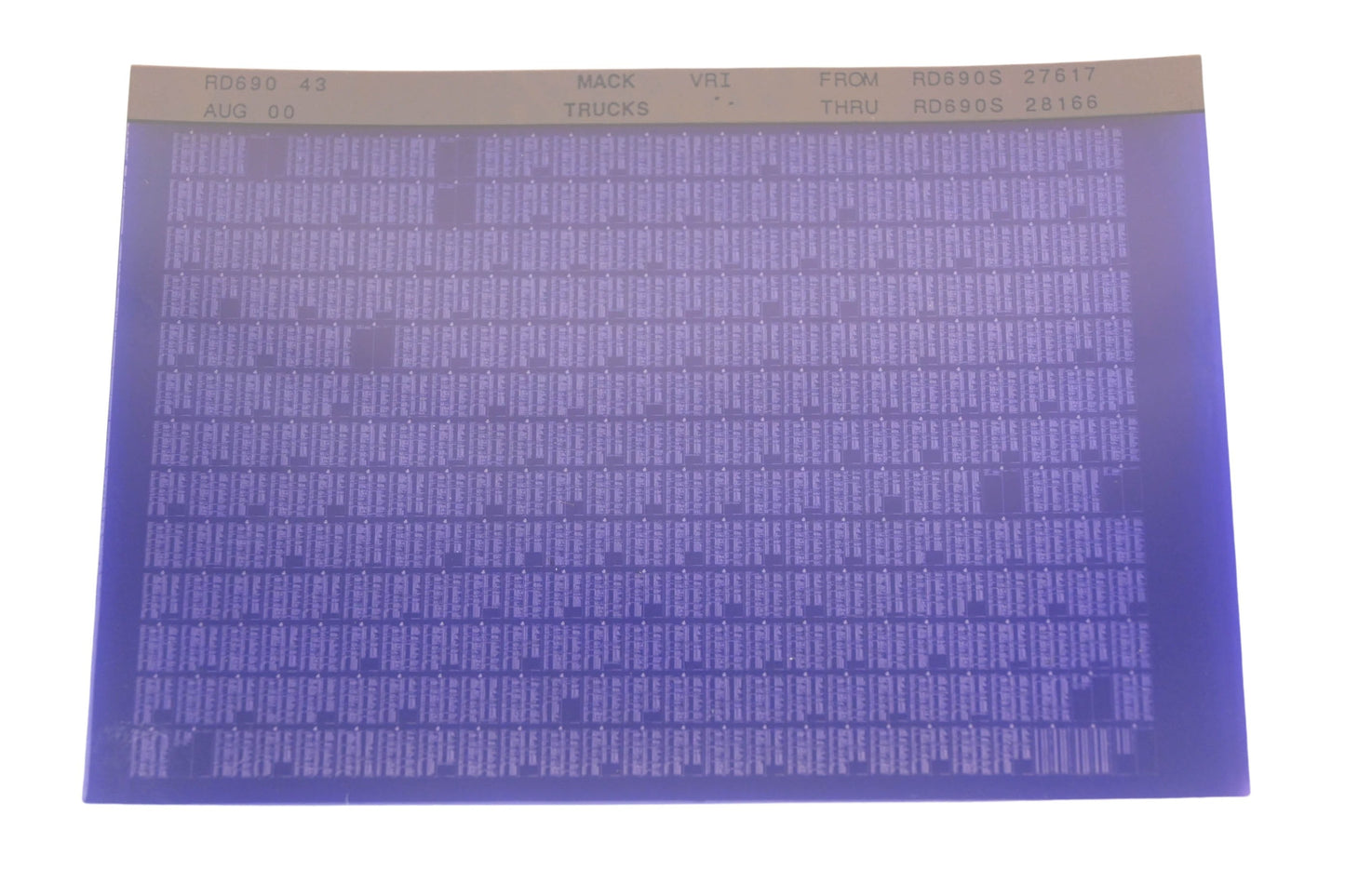 Mack RD690 43 RD690S27617 - RD690S28166 VRI Microfiche NOS