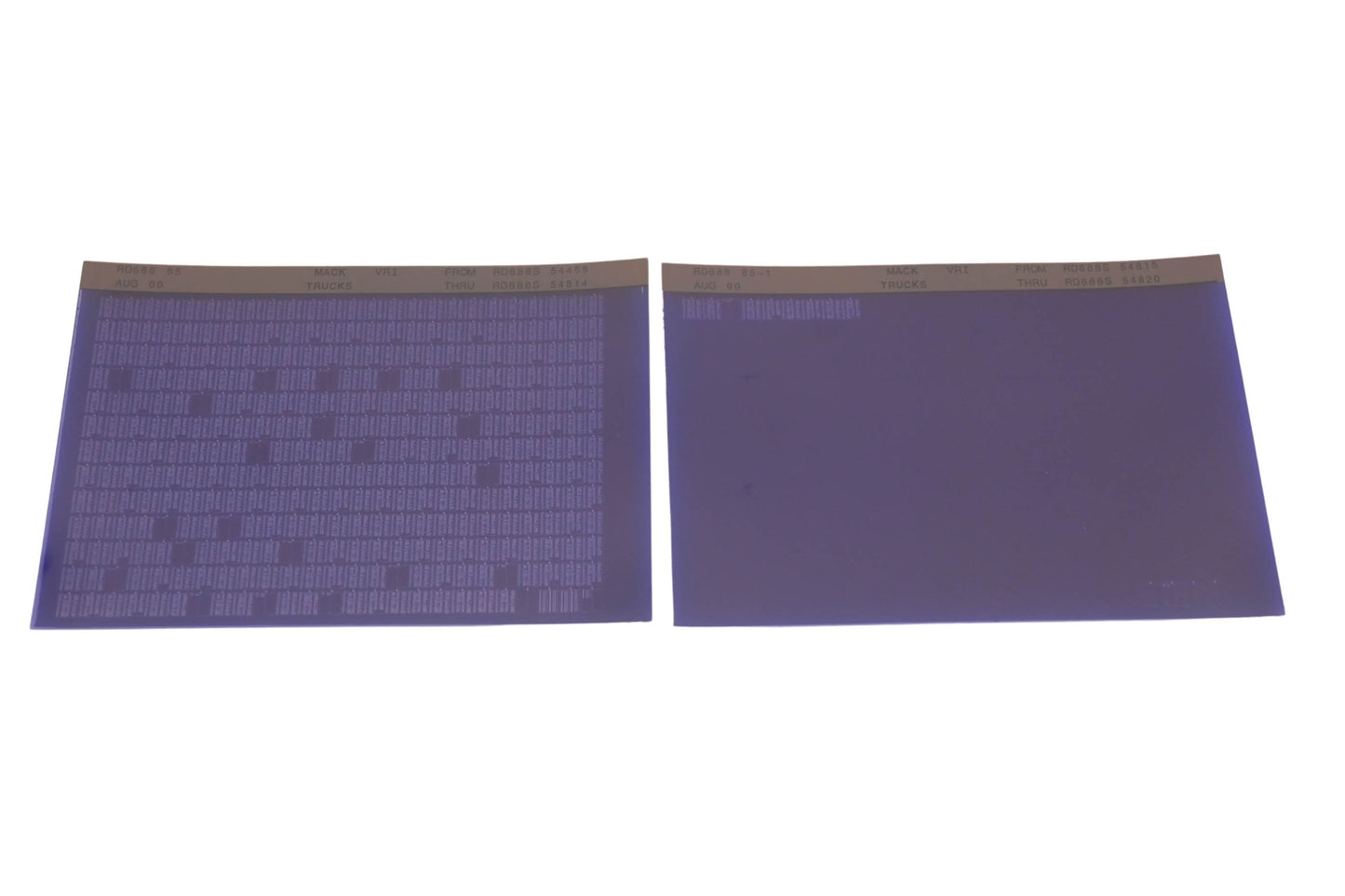 Mack RD688 85, RD688 85-1 RD688S64456 - RD688S54820 VRI Microfiche Lot of 2 NOS