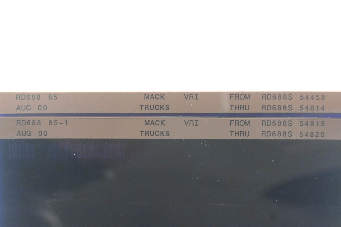 Mack RD688 85, RD688 85-1 RD688S64456 - RD688S54820 VRI Microfiche Lot of 2 NOS