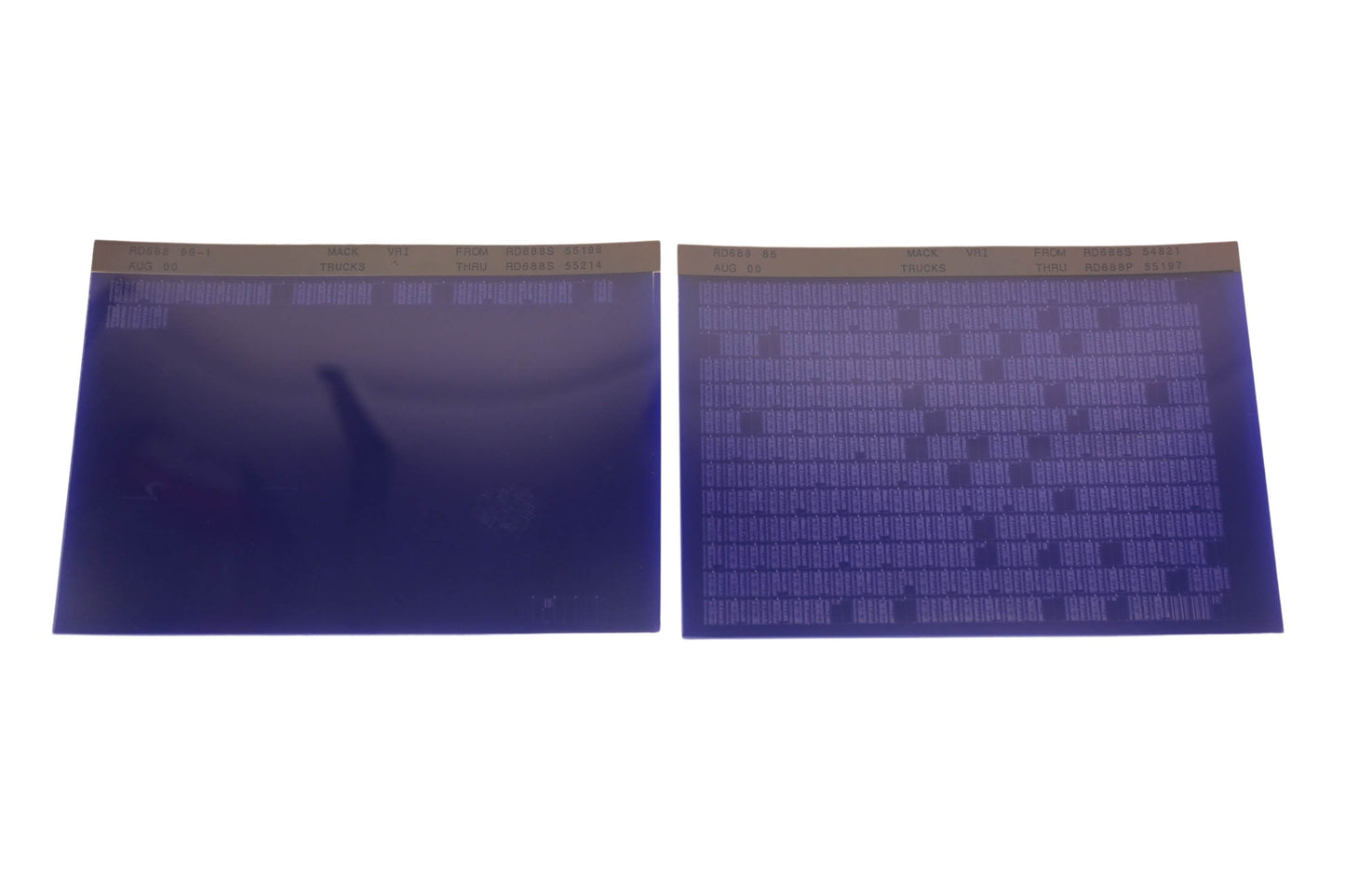 Mack RD688 86, RD688 86-1 RD688S54821 - RD688S55214 VRI Microfiche Lot of 2 NOS