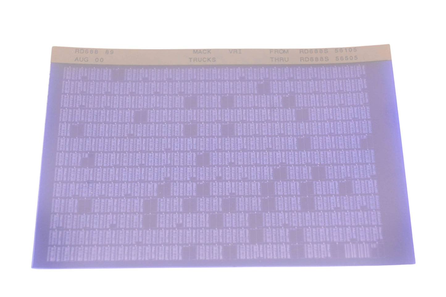 Mack RD688 89 RD688S56105 - RD688S56505 VRI Microfiche NOS