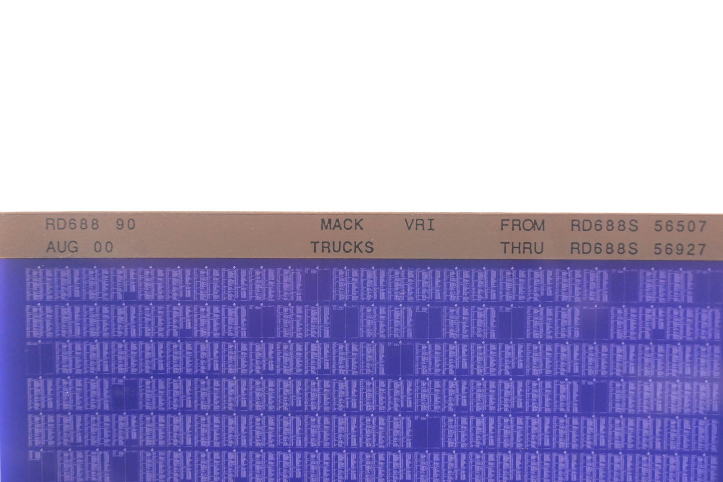 Mack RD688 90 RD688S56507 - RD688S56927 VRI Microfiche NOS