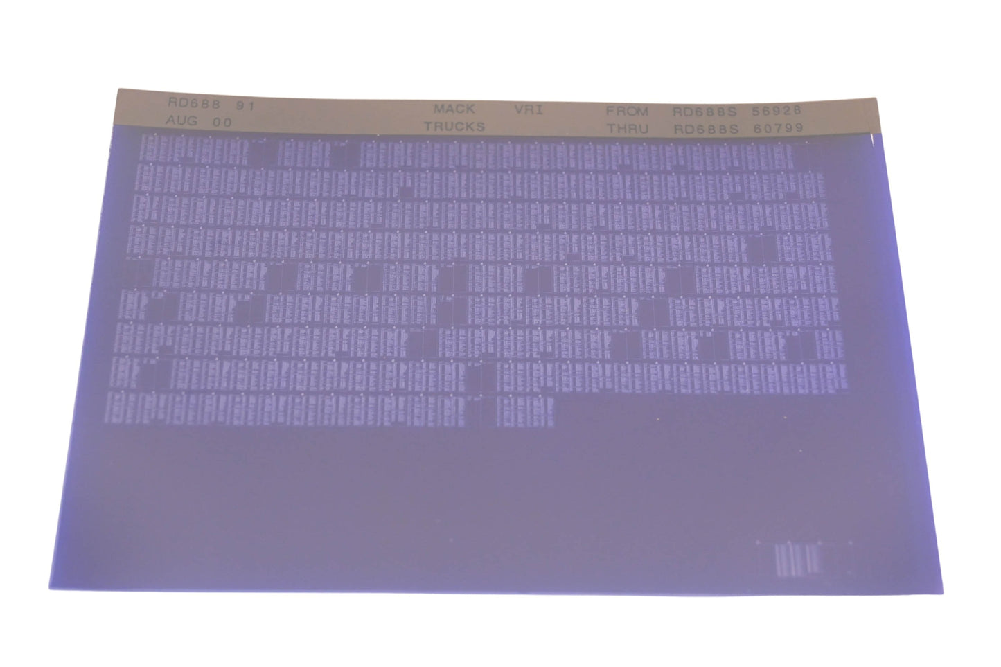 Mack RD688 91 RD688S65928 - RD688S60799 VRI Microfiche NOS