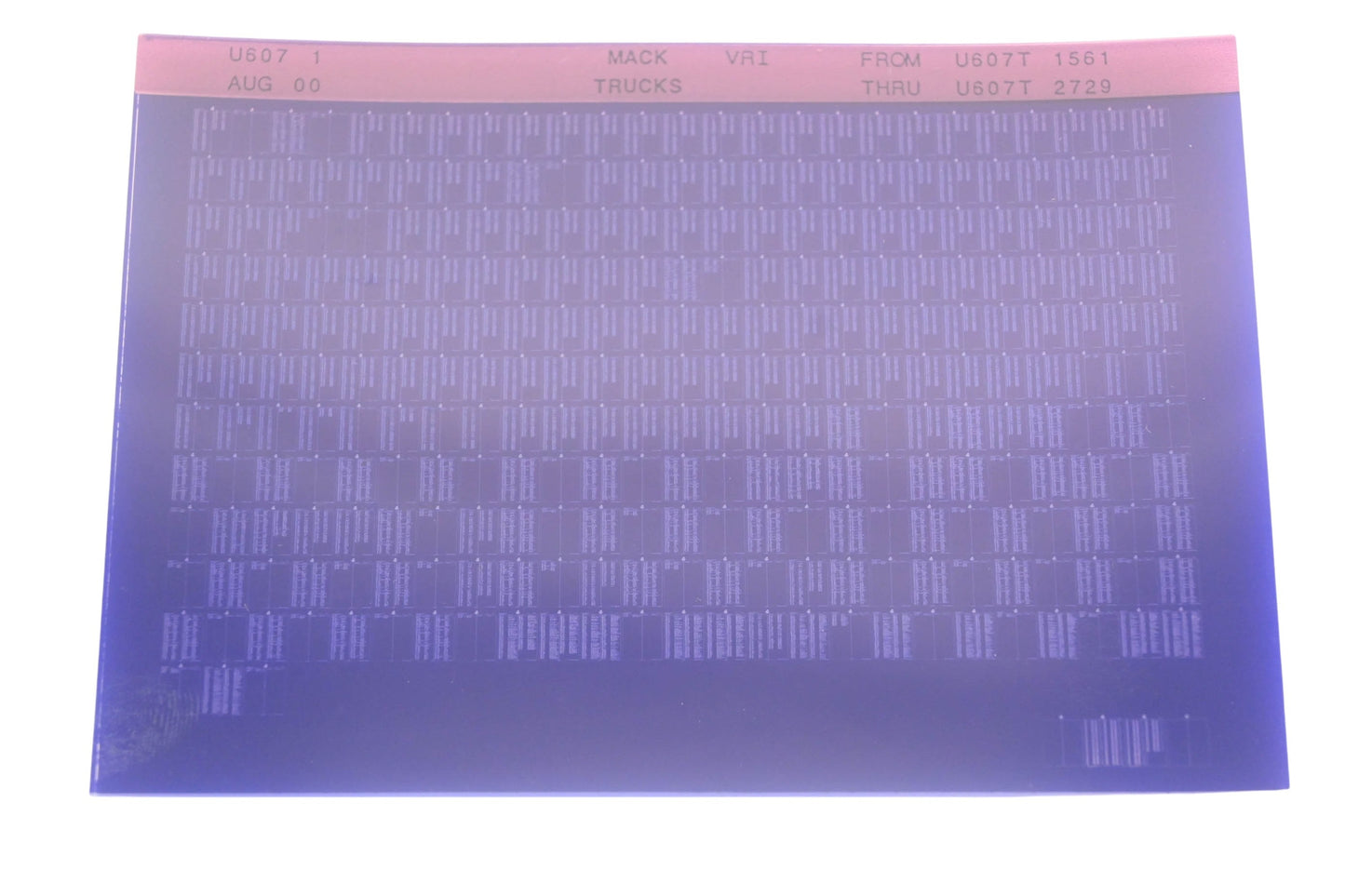 Mack U607 1 E60711561 - U607T2729 VRI Microfiche NOS