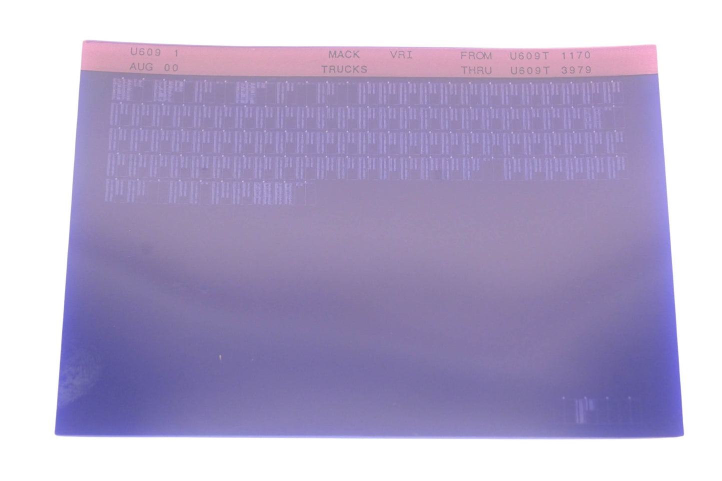 Mack U609 1 U609T1170 - U609T3979 VRI Microfiche NOS