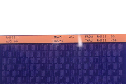 Mack RW733 1 RW7331001 - RW7331408 VRI Microfiche NOS
