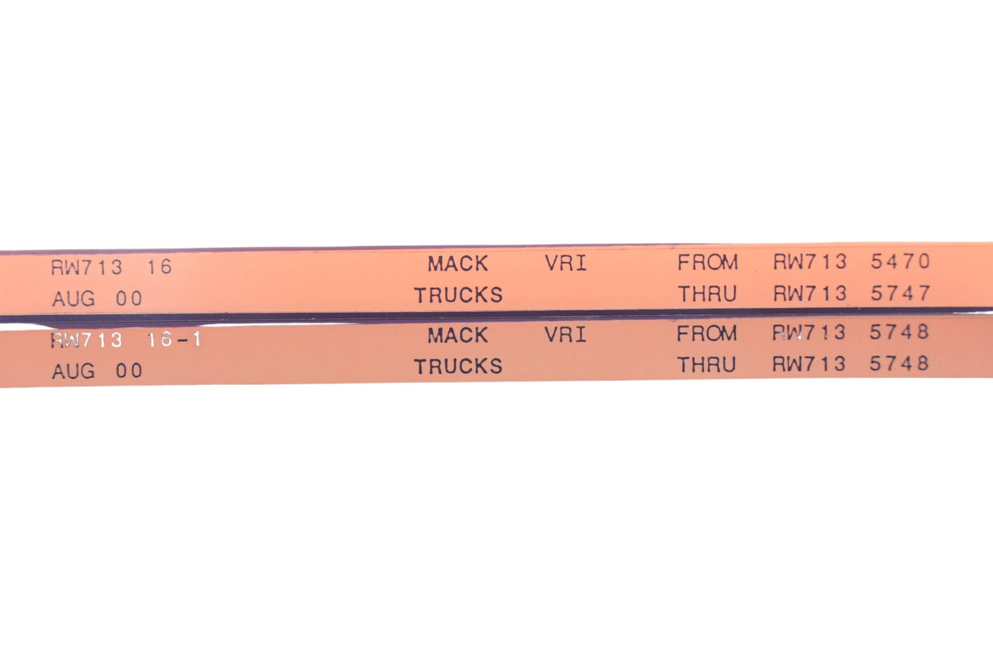 Mack RW713 16, RW713 16-1 RW7135470 - RW7135748 VRI microfiche Lot of 2 NOS