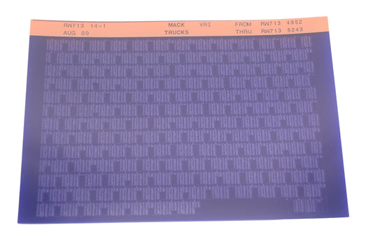 Mack RW713 14-1 RW7134952 - RW7135243 VRI Microfiche NOS