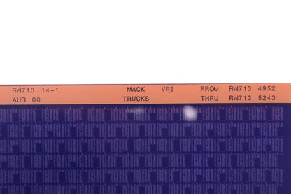 Mack RW713 14-1 RW7134952 - RW7135243 VRI Microfiche NOS