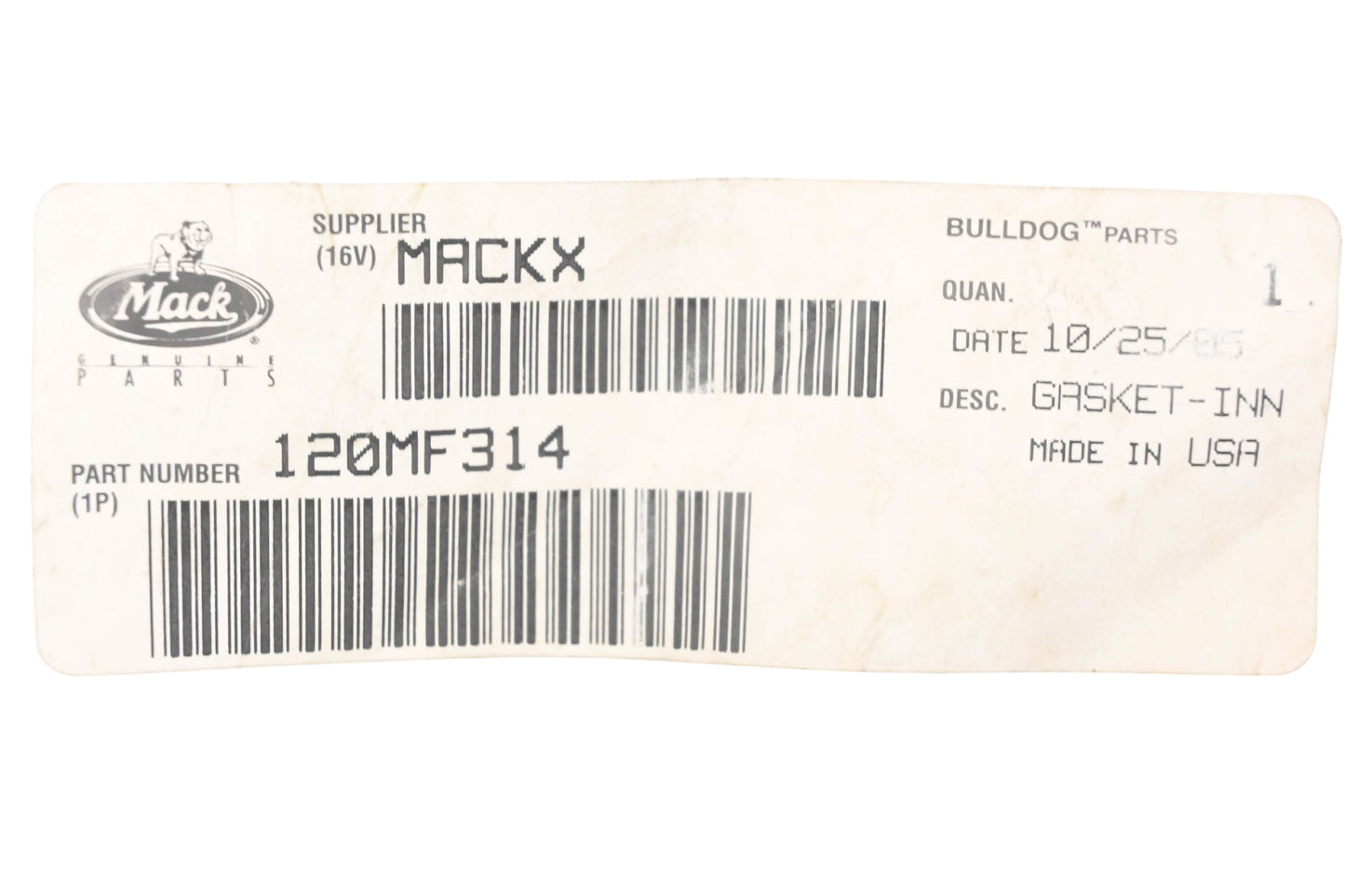 Mack 120MF314 Inner Door Gasket NOS