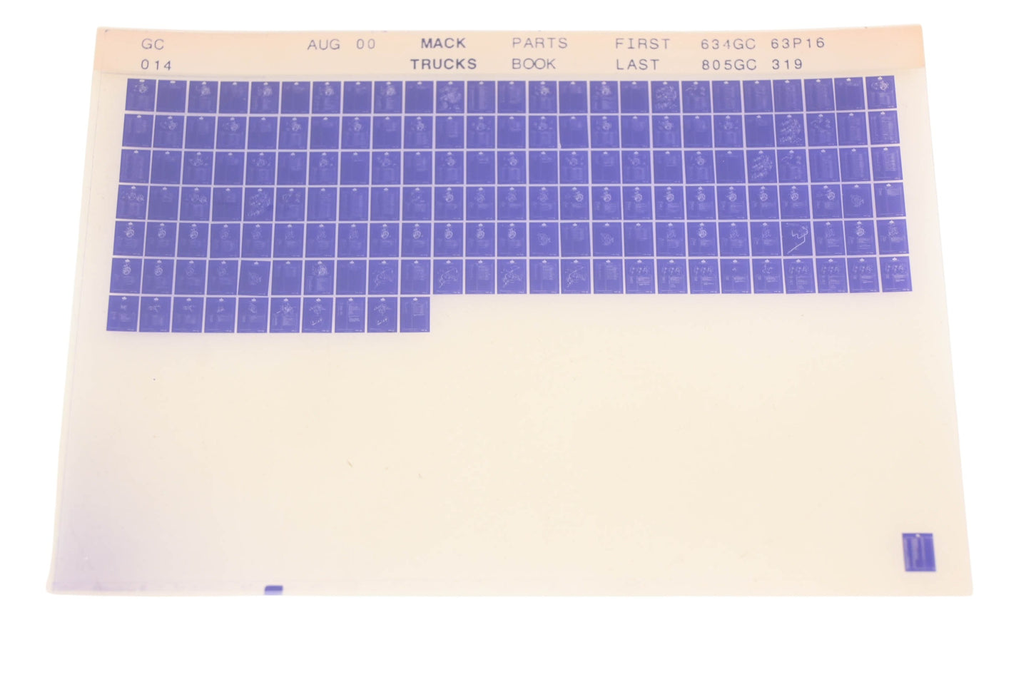 Mack GC014 Parts Book 634GC63P16 - 805GC319 Microfiche NOS