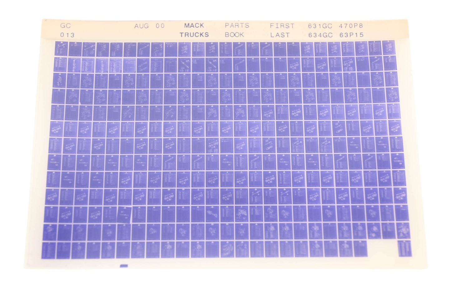 Mack GC013 Parts Book 631GC470P8 - 634GC63P15 Microfiche NOS