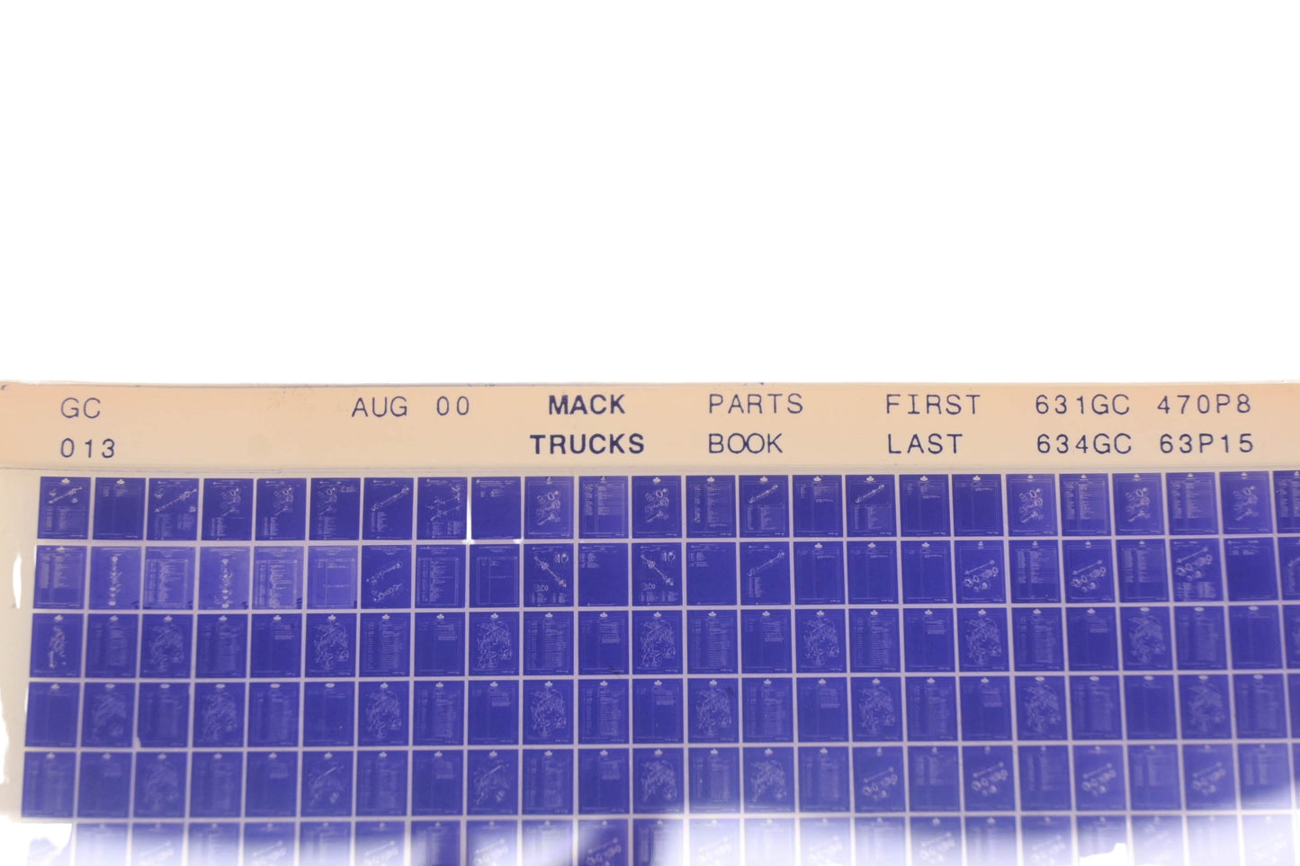 Mack GC013 Parts Book 631GC470P8 - 634GC63P15 Microfiche NOS