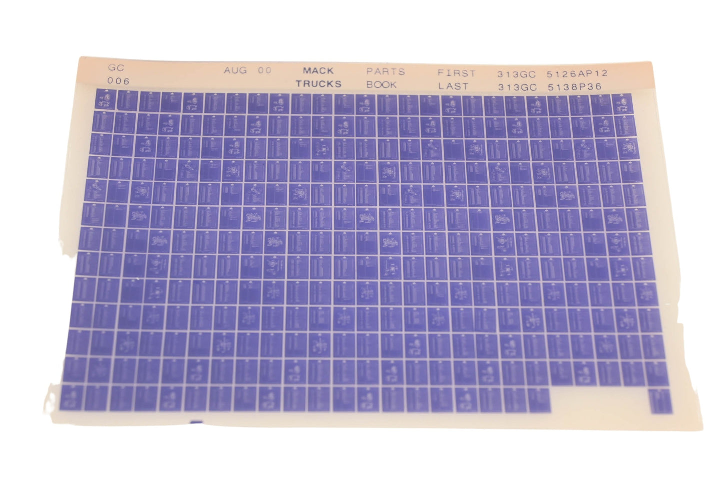 Mack GC006 Parts Book 313GC5126AP12 - 313GC5138P36 Microfiche NOS