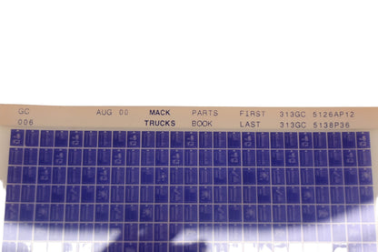 Mack GC006 Parts Book 313GC5126AP12 - 313GC5138P36 Microfiche NOS