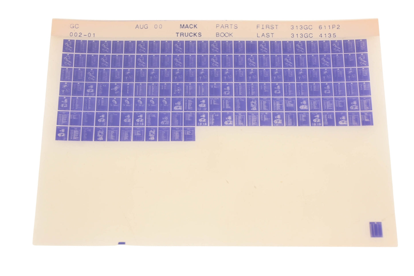 Mack GC002-01 Parts Book 313GC611P2 - 313GC4135 Microfiche NOS