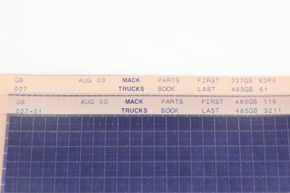 Mack GB007, GB007-01 Parts Book 337GB63P4 - 485GB3211 Microfiche Lot of 2 NOS